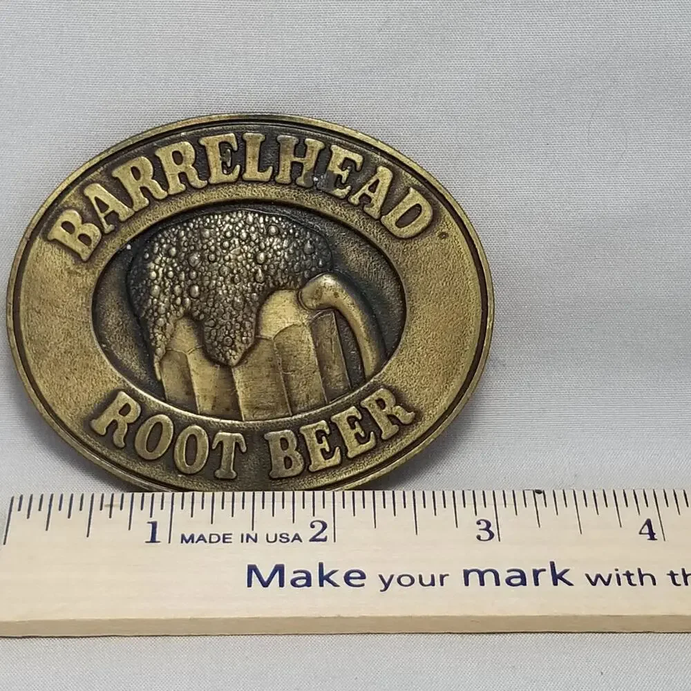 1976 Barrelhead Root‎ Beer Solid Brass Belt Buckle Novelty Adult Collectible